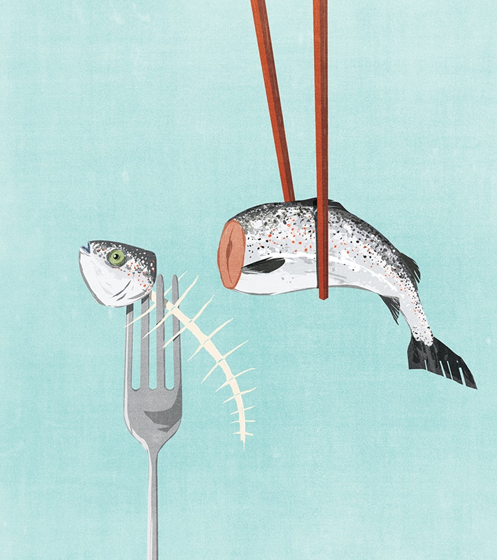 Middle-Class Clash /Wharton Magazine - Andrea Ucini - Anna Goodson Illustration Agency