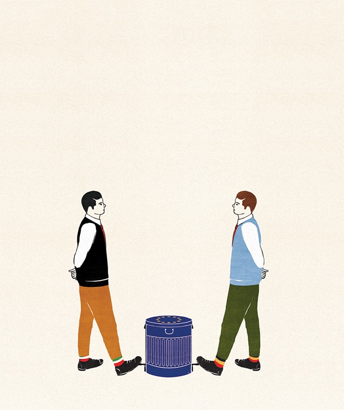 Arm-wrestling (Weekend Avisen) - Andrea Ucini - Anna Goodson Illustration Agency