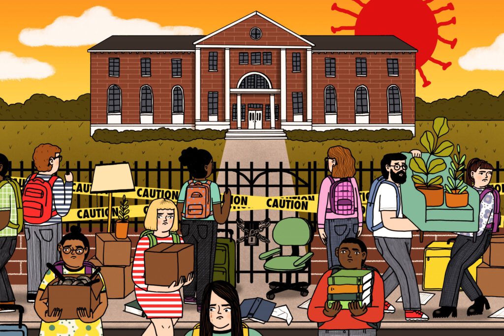Coronavirus The Negative Effects on Colleges Campuses / NPR - Mai Ly Degnan - Anna Goodson Illustration Agency