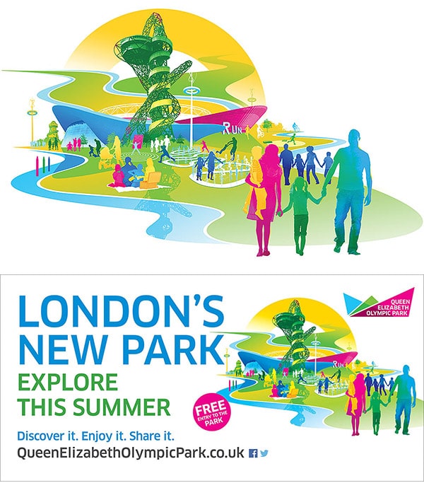 Queen Elizabeth Olympic Park – Summer - Andy Potts - Anna Goodson Illustration Agency