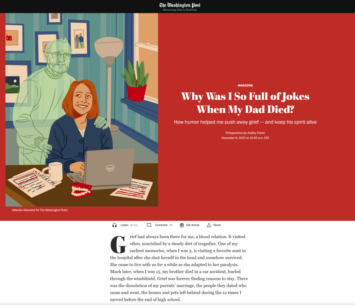 The Washington Post / 12|11 issue – Death and Humor article - Marella Moon Albanese - Anna Goodson Illustration Agency