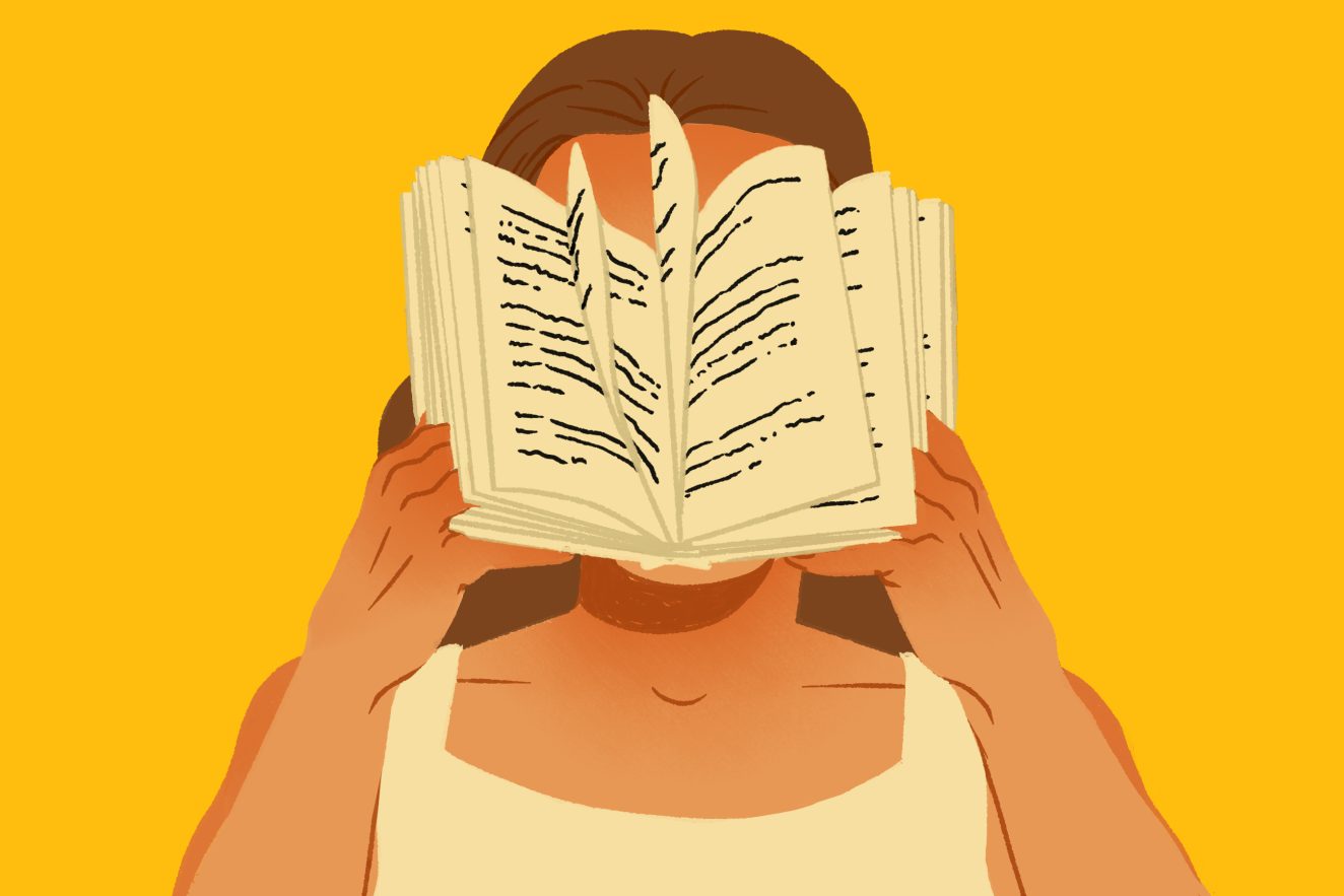 Book review illustration for Yellowface by R. F. Kuang