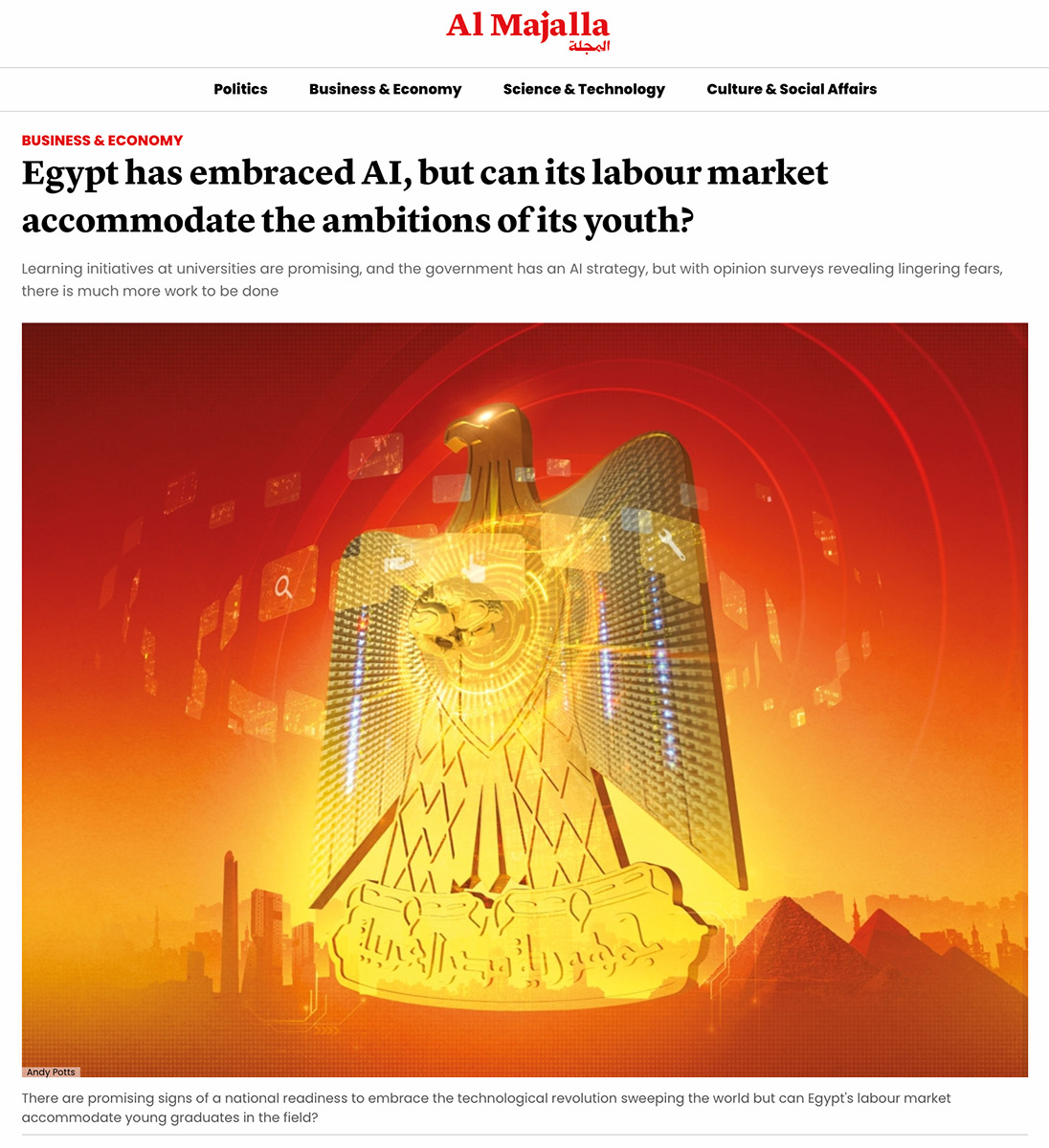 Al Majalla / AI in Egypt - Andy Potts - Anna Goodson Illustration Agency