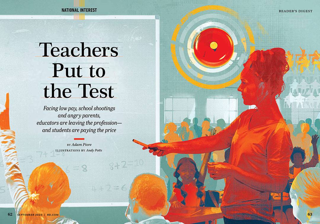 Reader’s Digest / Teachers Put to the Test - Andy Potts - Anna Goodson Illustration Agency