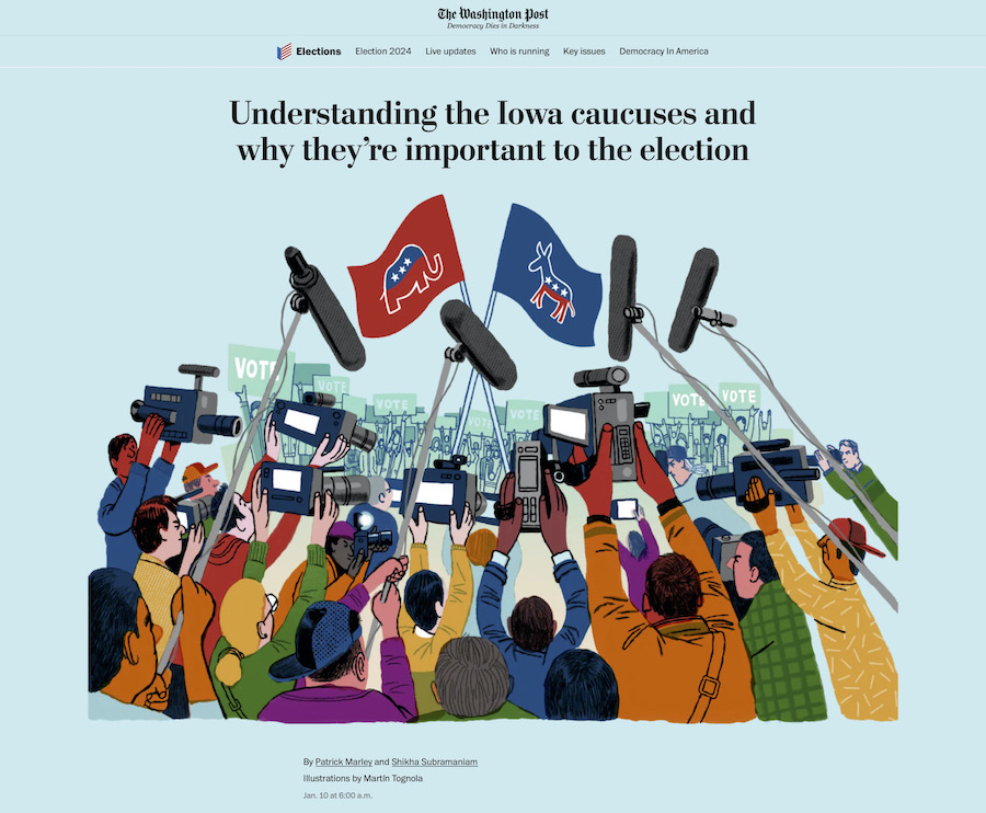 The Washington Post / The Iowa Caucus - Martin Tognola - Anna Goodson Illustration Agency