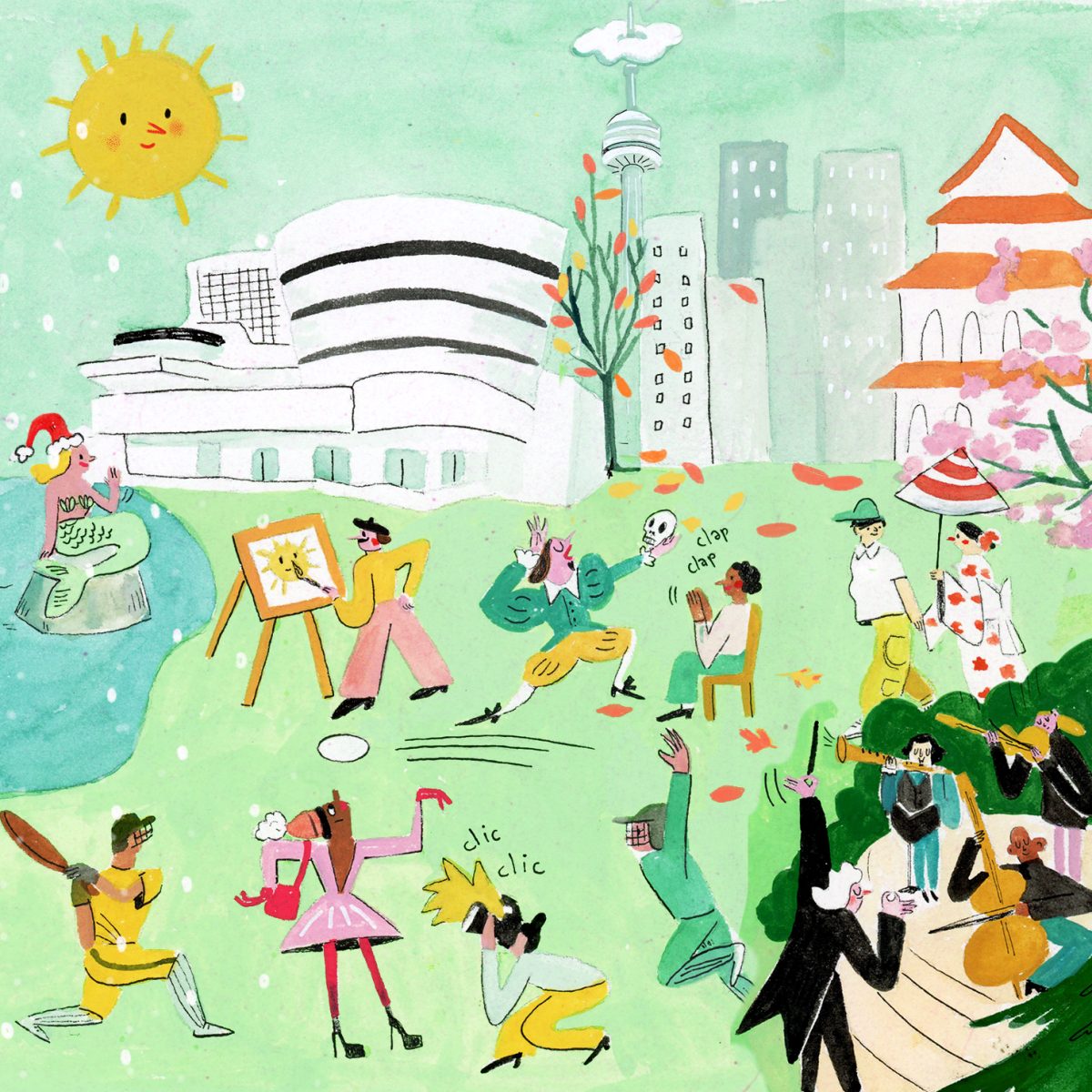 Agathe BB / Financial Times / Travel section cover for the 2024 events calendar - Agathe Bray-Bourret - Anna Goodson Illustration Agency