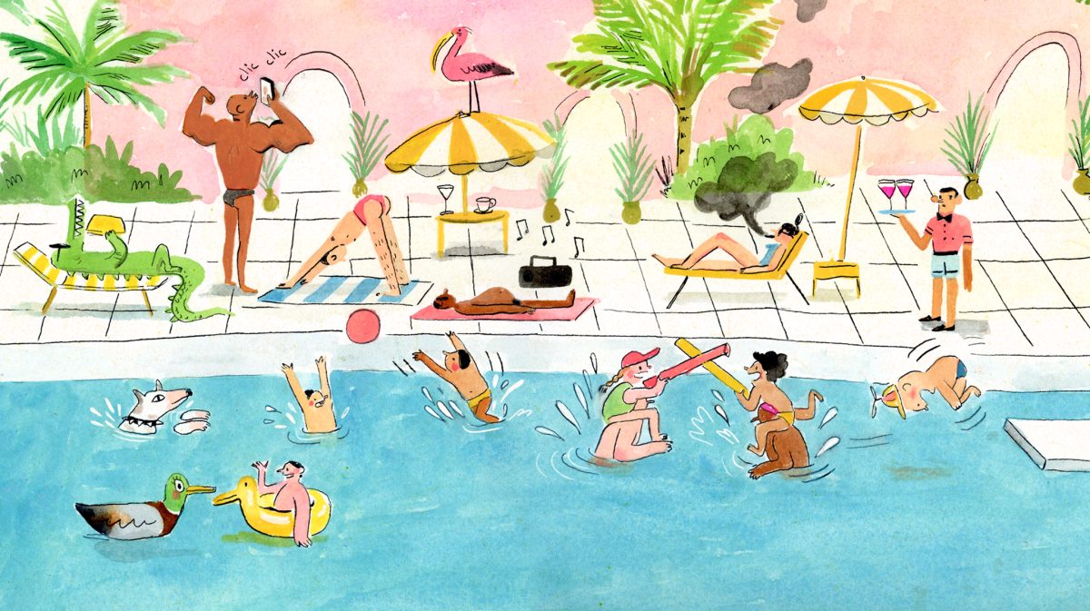 Financial times / Miami pool etiquette - Agathe Bray-Bourret - Anna Goodson Illustration Agency