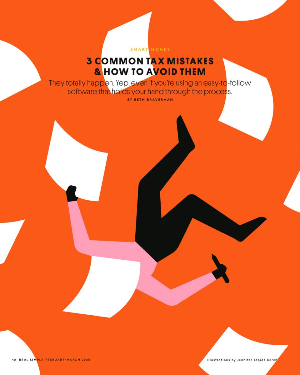 Real Simple Magazine / Common Tax Mistakes - Jennifer Tapias Derch - Anna Goodson Illustration Agency