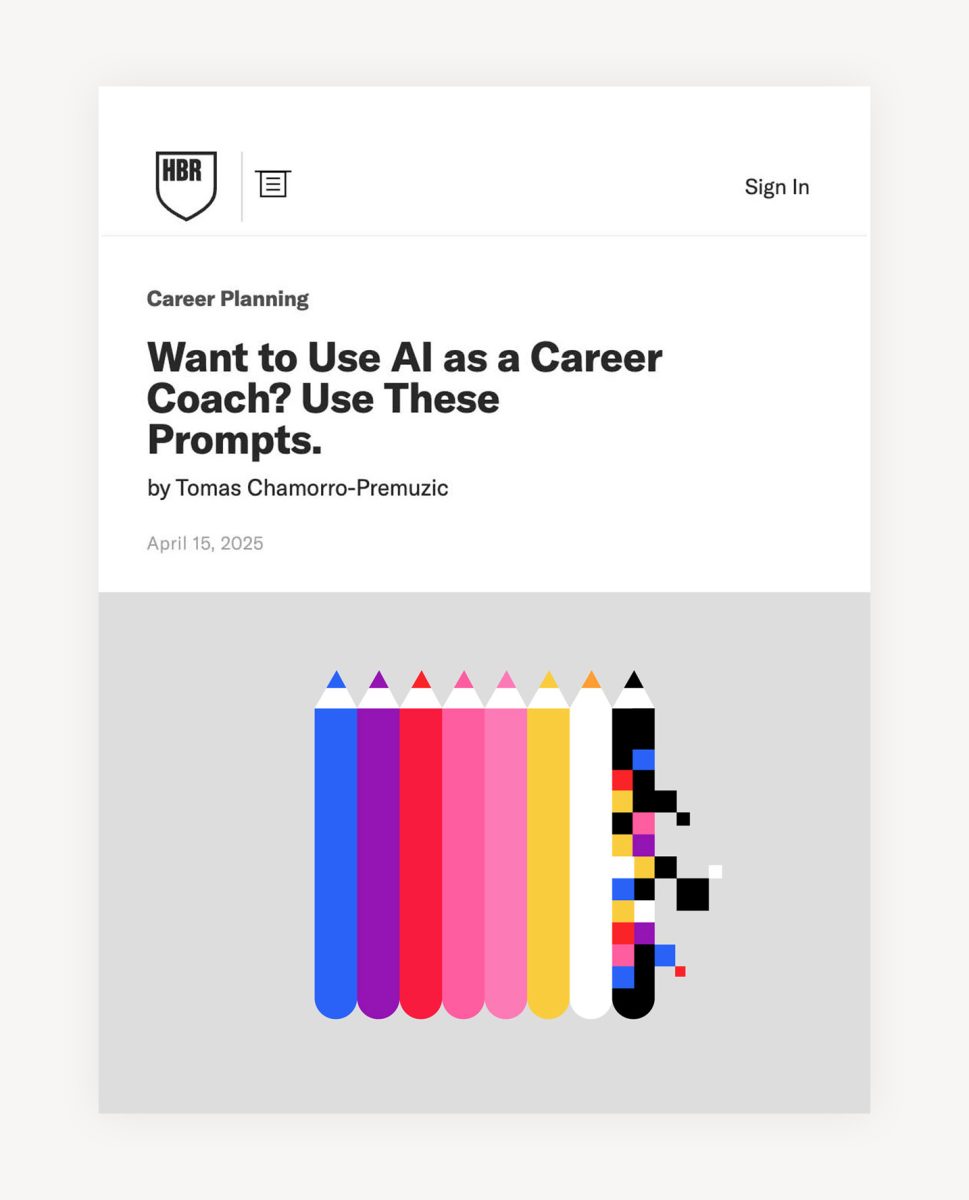 Harvard Business Review / Want To use AI as a Career Coach? - Jennifer Tapias Derch - Anna Goodson Illustration Agency