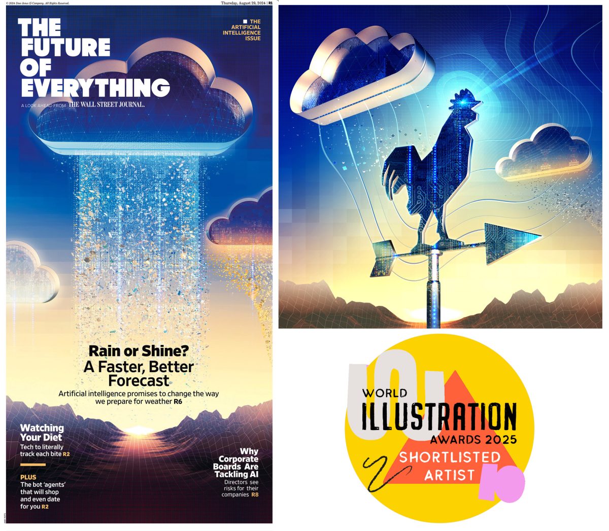 World Illustration Awards 2025 / AI Weather Prediction - Andy Potts - Anna Goodson Illustration Agency