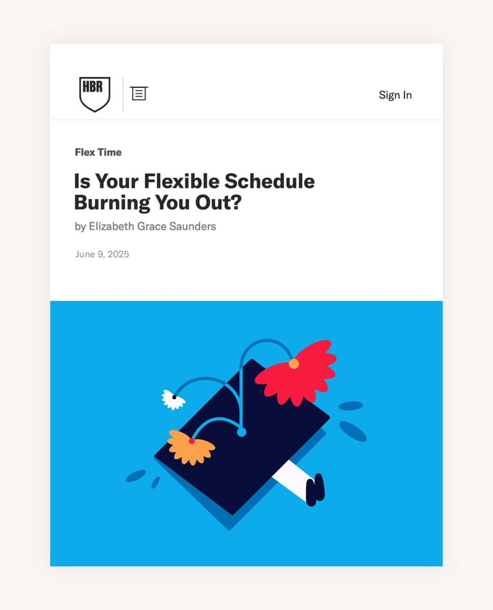 Harvard Business Review / Is Your Flexible Schedule Burning You Out? - Jennifer Tapias Derch - Anna Goodson Illustration Agency