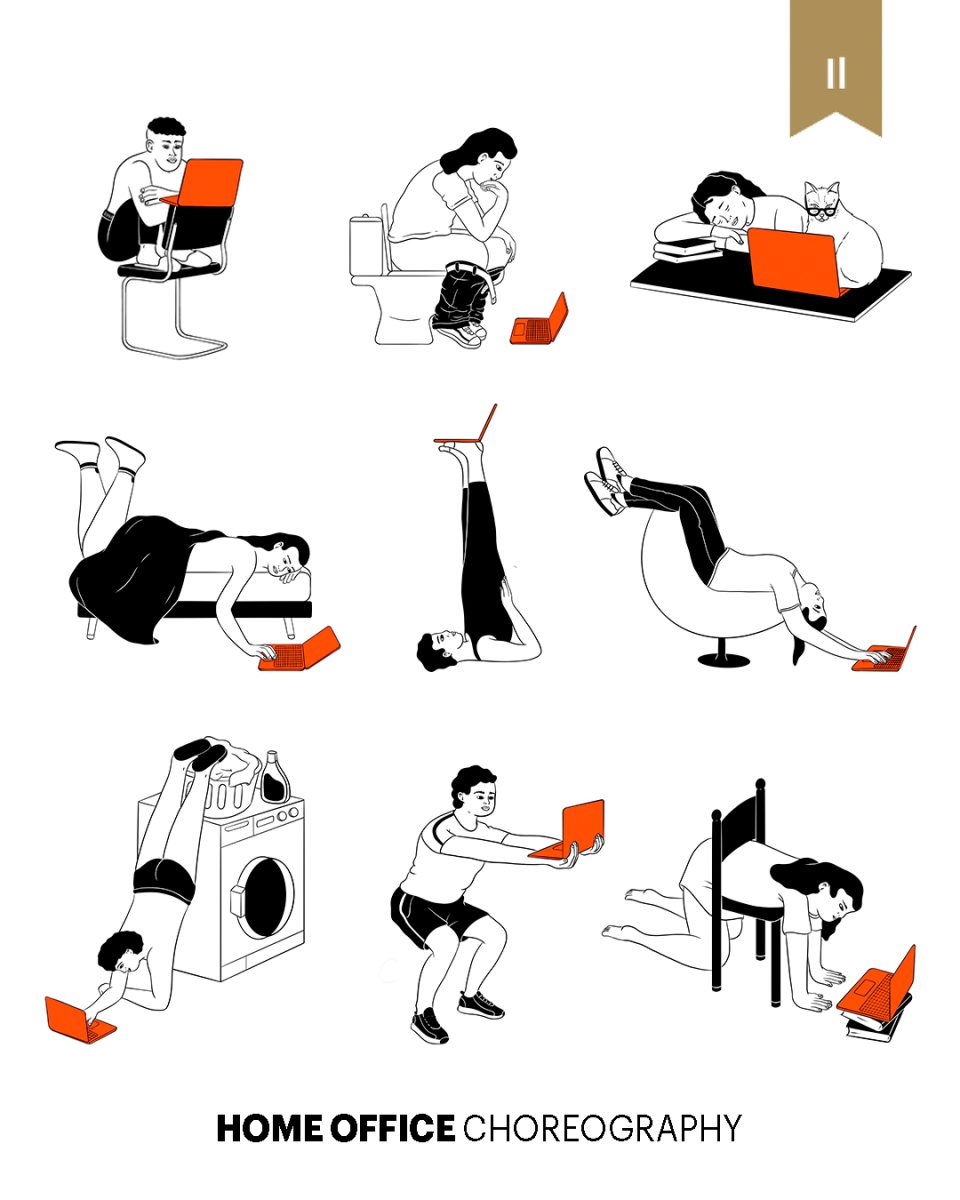 Personal project / Home office choreography - Esteban Plazibat - Anna Goodson Illustration Agency