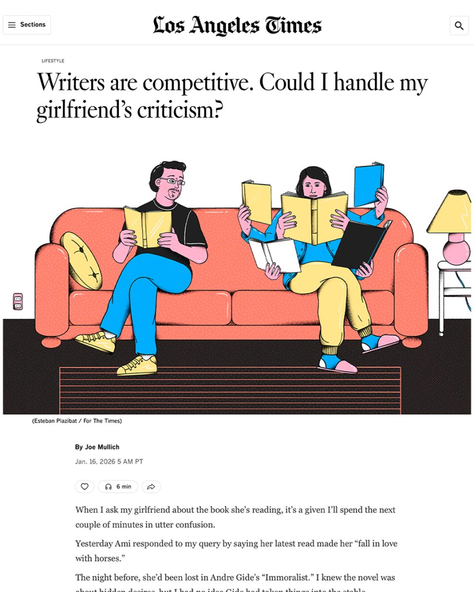 Los Angeles Times / Writers are competitive. Could I handle my girlfriend’s criticism? - Esteban Plazibat - Anna Goodson Illustration Agency