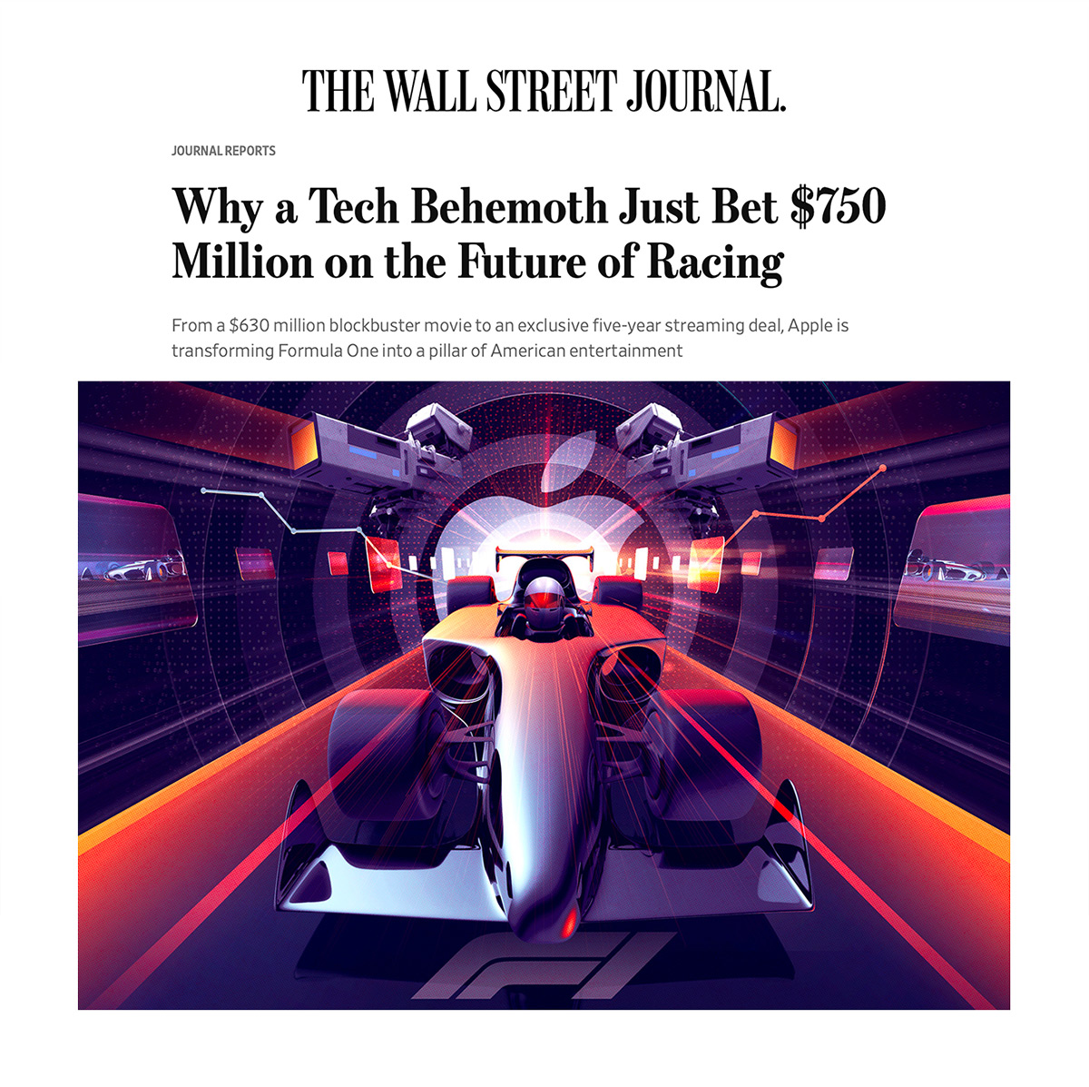 Wall Street Journal / Apple/ F1 US Streaming Deal - Andy Potts - Anna Goodson Illustration Agency