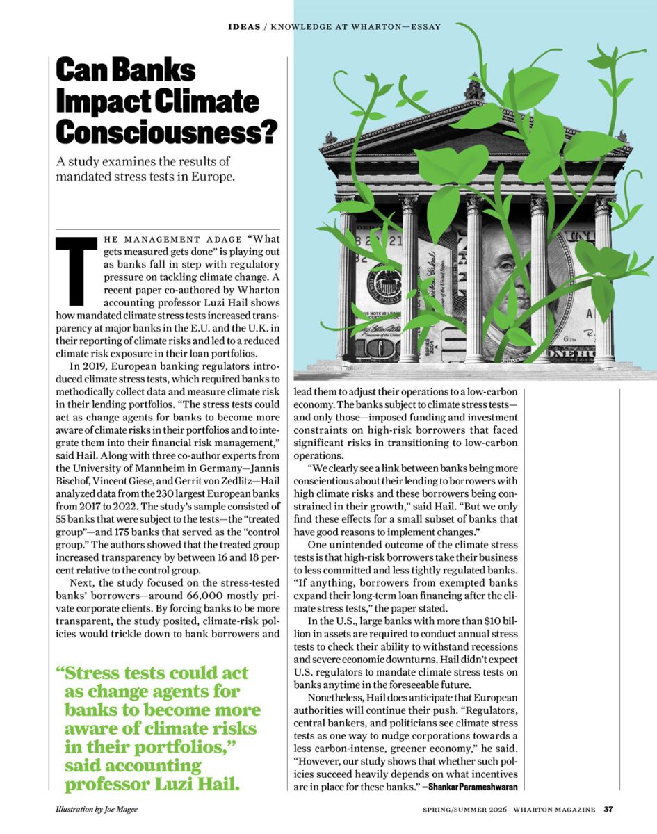 Wharton Magazine / Can Big Banks Impact Climate Consciousness? - Joe Magee - Anna Goodson Illustration Agency