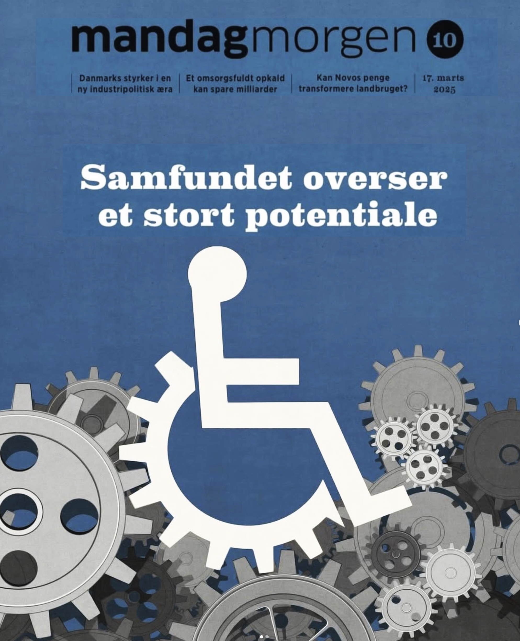 Illustration éditoriale d'Andrea Ucini pour le magazine Mandag Morgen : le potentiel inexploité des personnes en situation de handicap