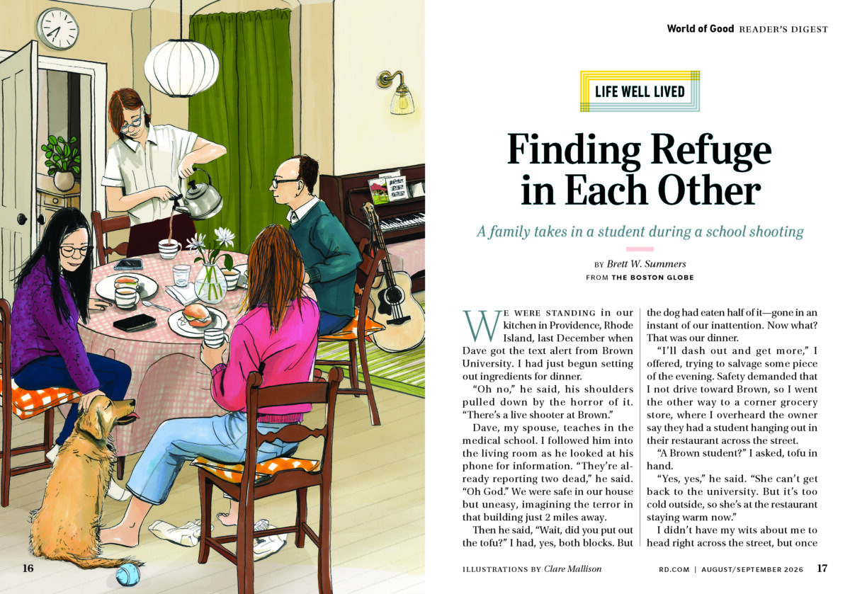 Readers Digest / Finding Refuge in Each Other - Clare Mallison - Anna Goodson Illustration Agency