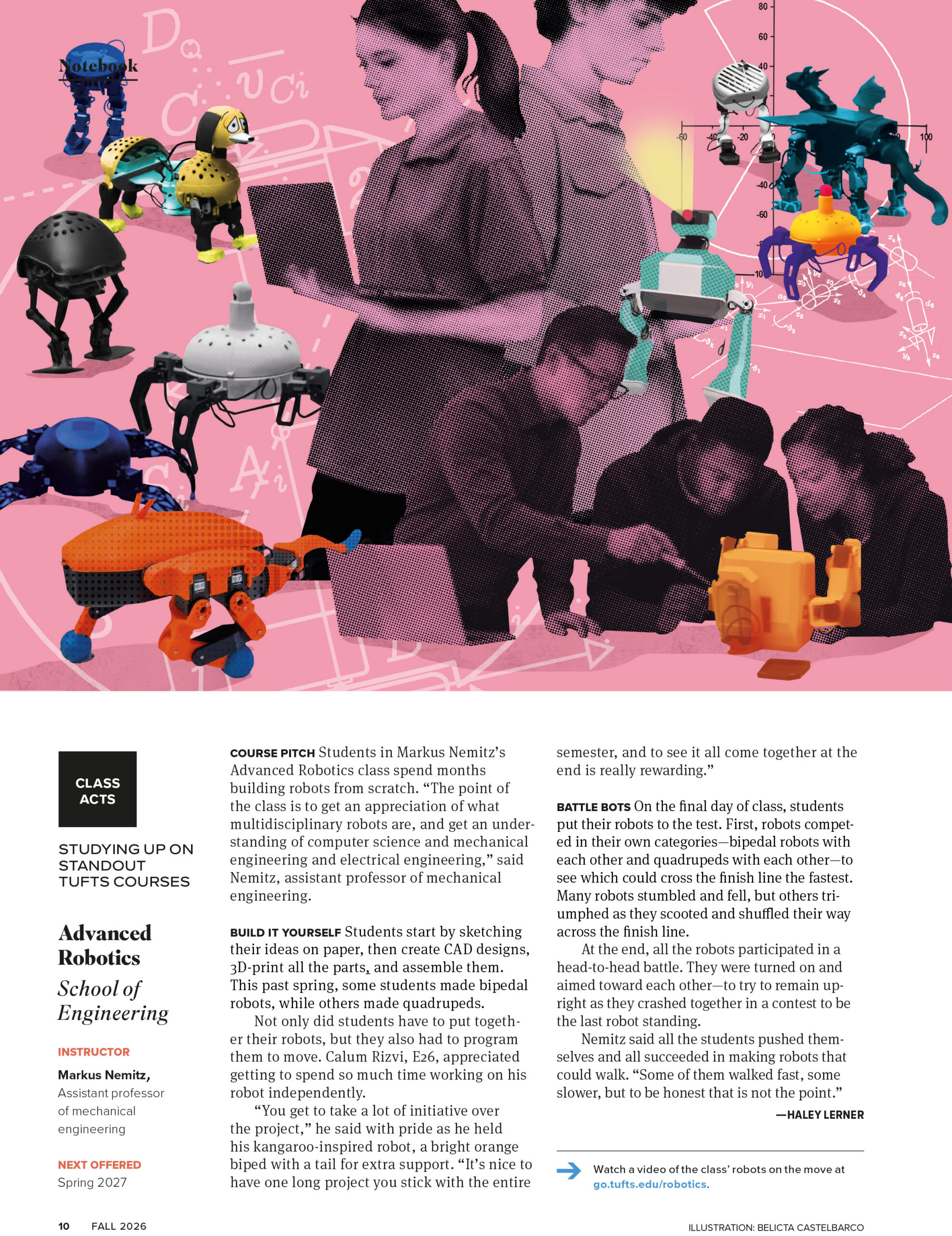 Belicta Castelbarco / Tufts Magazine / Class Acts: Advanced Robotics Fall 2026 issue