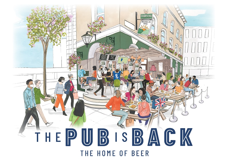 Greene King &#8211; The Pub is Back - Clare Mallison - Anna Goodson Illustration Agency