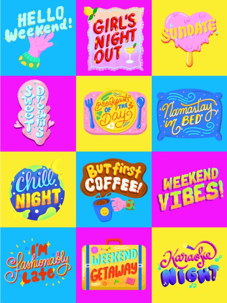 Stickers for Snapchat App - Bea Barros - Anna Goodson Illustration Agency
