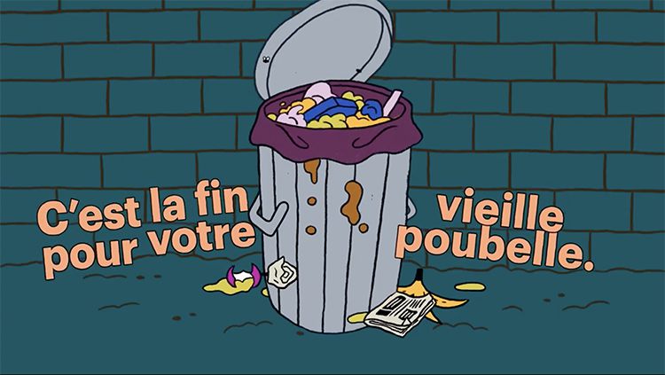Visuals for the city of Laval&#8217;s animated ad on it&#8217;s new garbage bins - Audrey Malo - Anna Goodson Illustration Agency