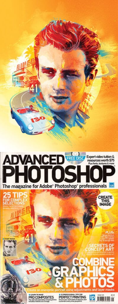 dvanced Photoshop James Dean portrait - Andy Potts - Anna Goodson Illustration Agency