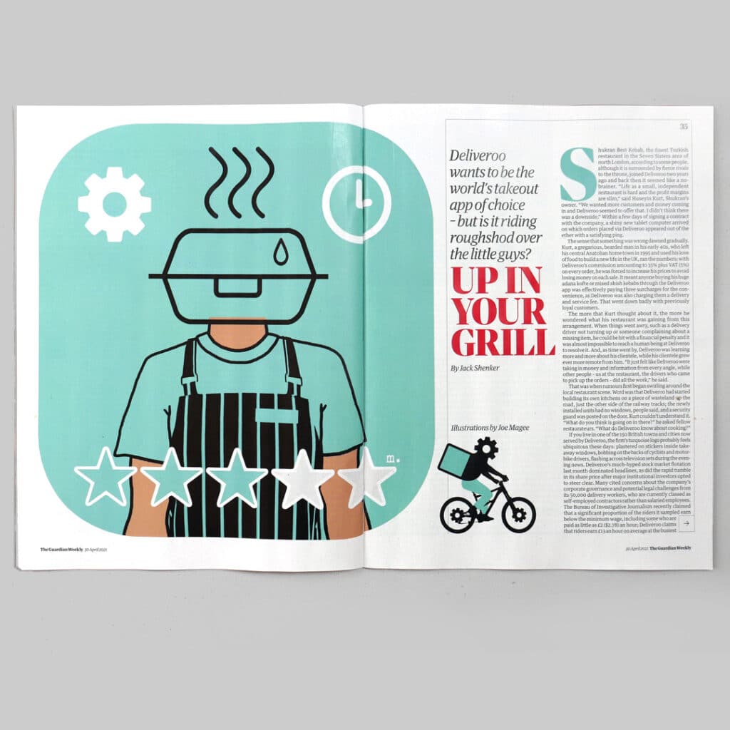 Deliveroo for The Guardian - Joe Magee - Anna Goodson Illustration Agency