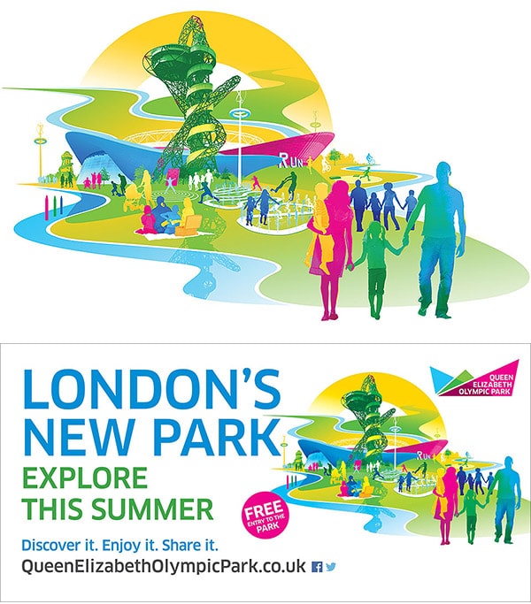 ueen Elizabeth Olympic Park &#8211; Summer - Andy Potts - Anna Goodson Illustration Agency