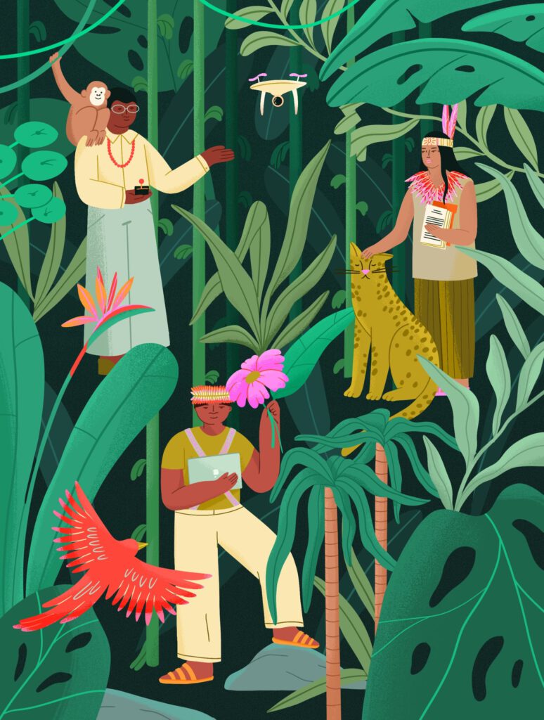 opping on to action: in Glasgow and the forest &#8211; Positive News - Lucila Perini - Anna Goodson Illustration Agency