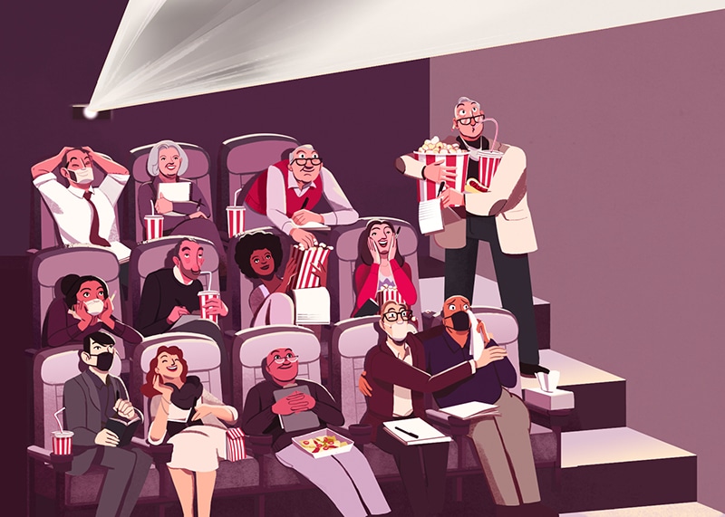 he Return of In-Person Screening, The Hollywood Reporter - Nathan Hackett - Anna Goodson Illustration Agency