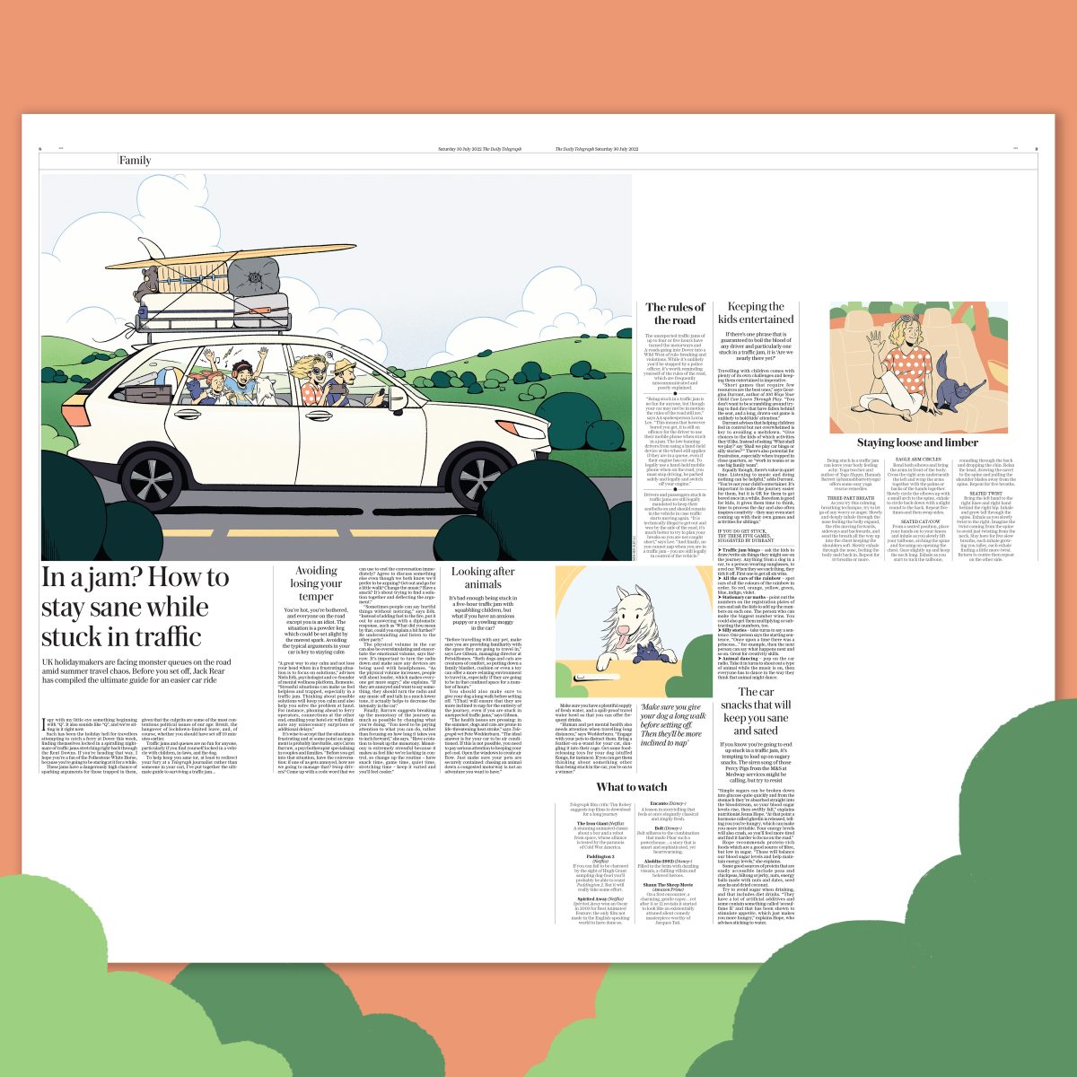 The Daily Telegraph / How to Stay Sane While Stuck in Traffic - Nien-Ken Alec Lu - Anna Goodson Illustration Agency