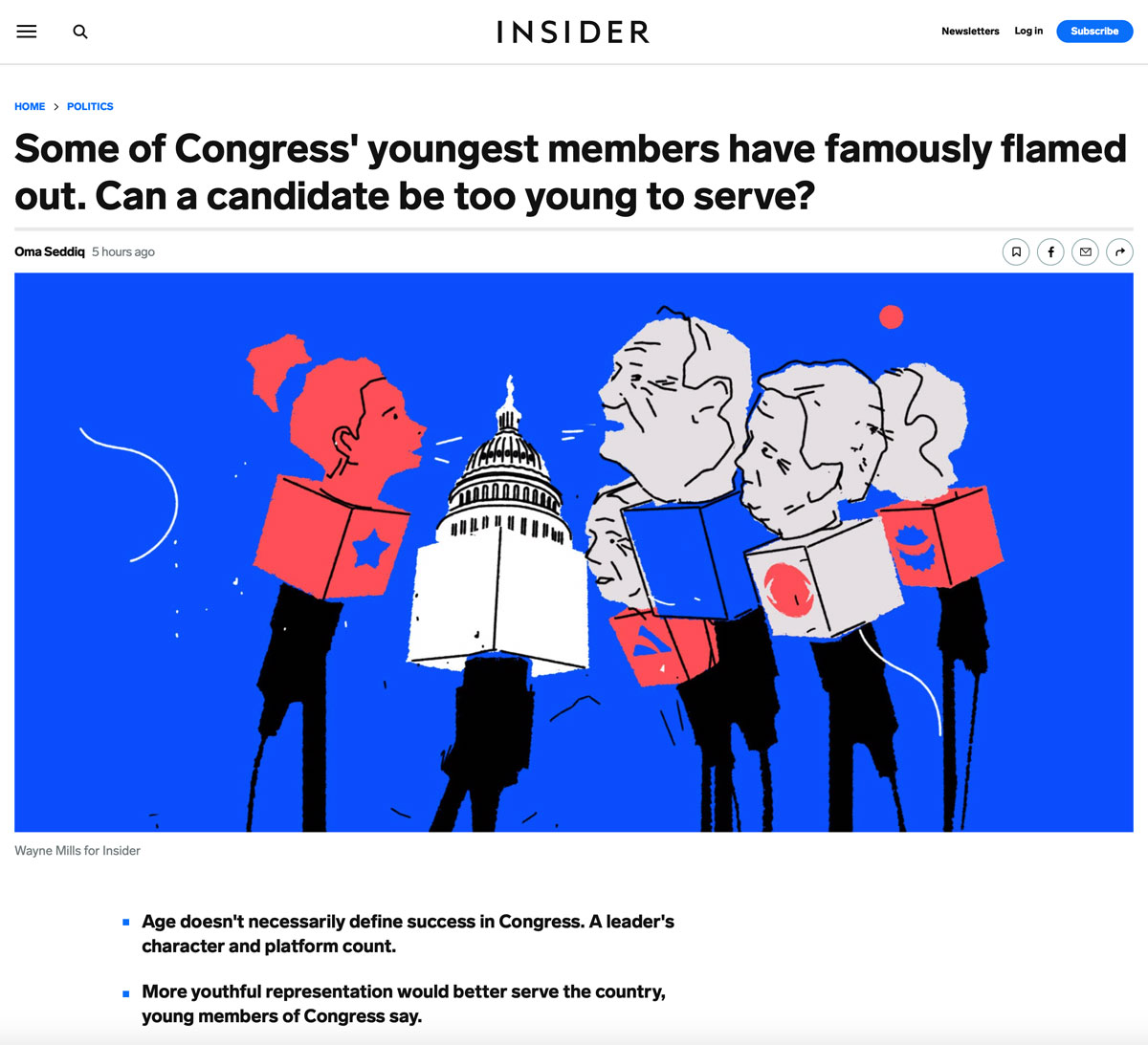 Can a candidate be too young to serve? /The Insider - Wayne Mills - Anna Goodson Illustration Agency