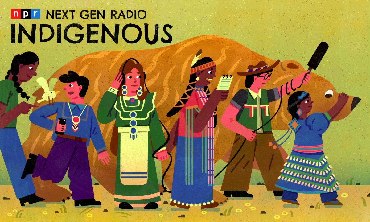 NPR Next Generation Radio / Editorial illustration on Indigenous stories and storytellers - Yunyi Dai - Anna Goodson Illustration Agency