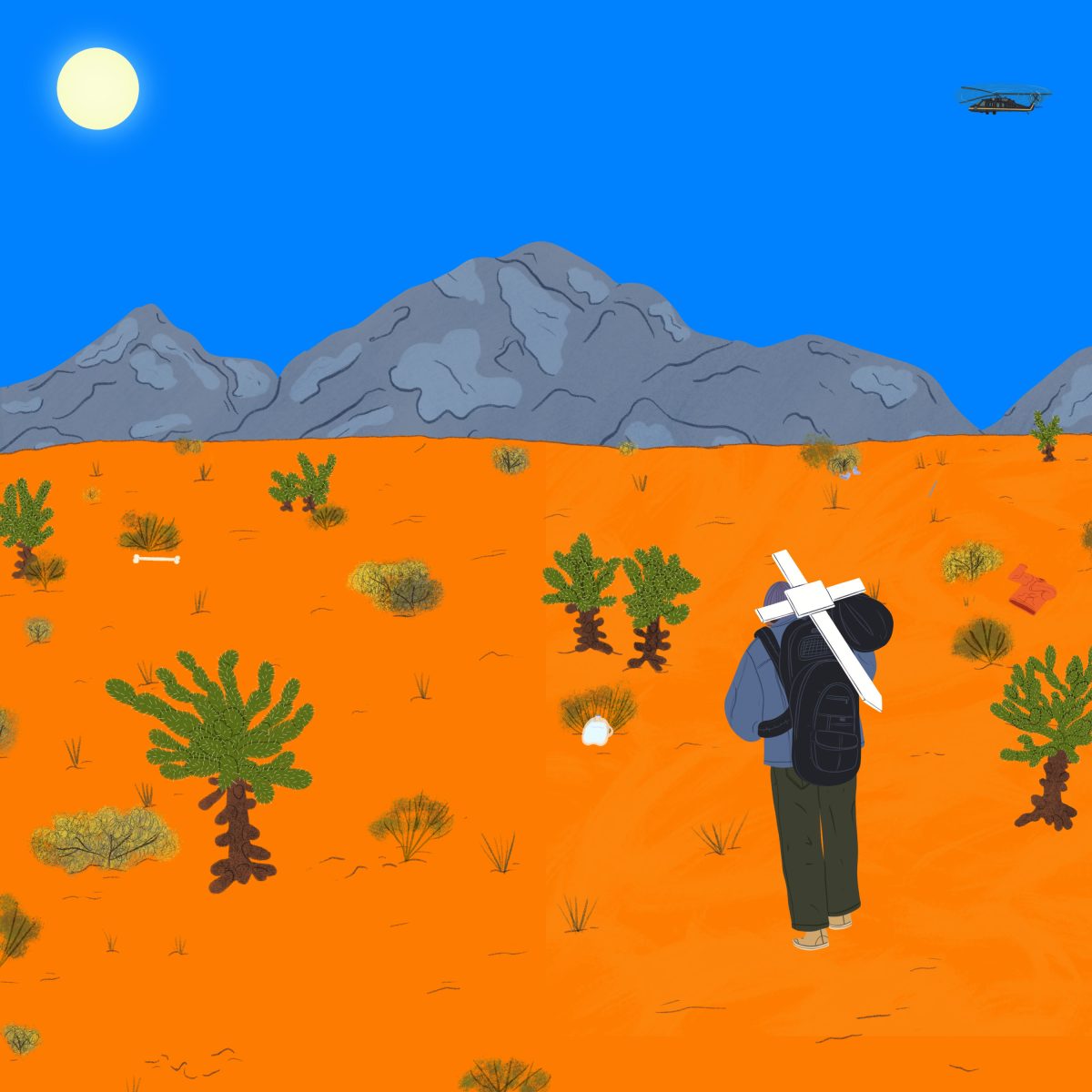 Podcast art for Futuro Media / Death by Policy: Crisis in the Arizona Desert - Iliana Galvez - Anna Goodson Illustration Agency